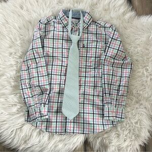Carter’s Size 8 Plaid Button Down Spring Easter Pastel Dress Shirt and Tie